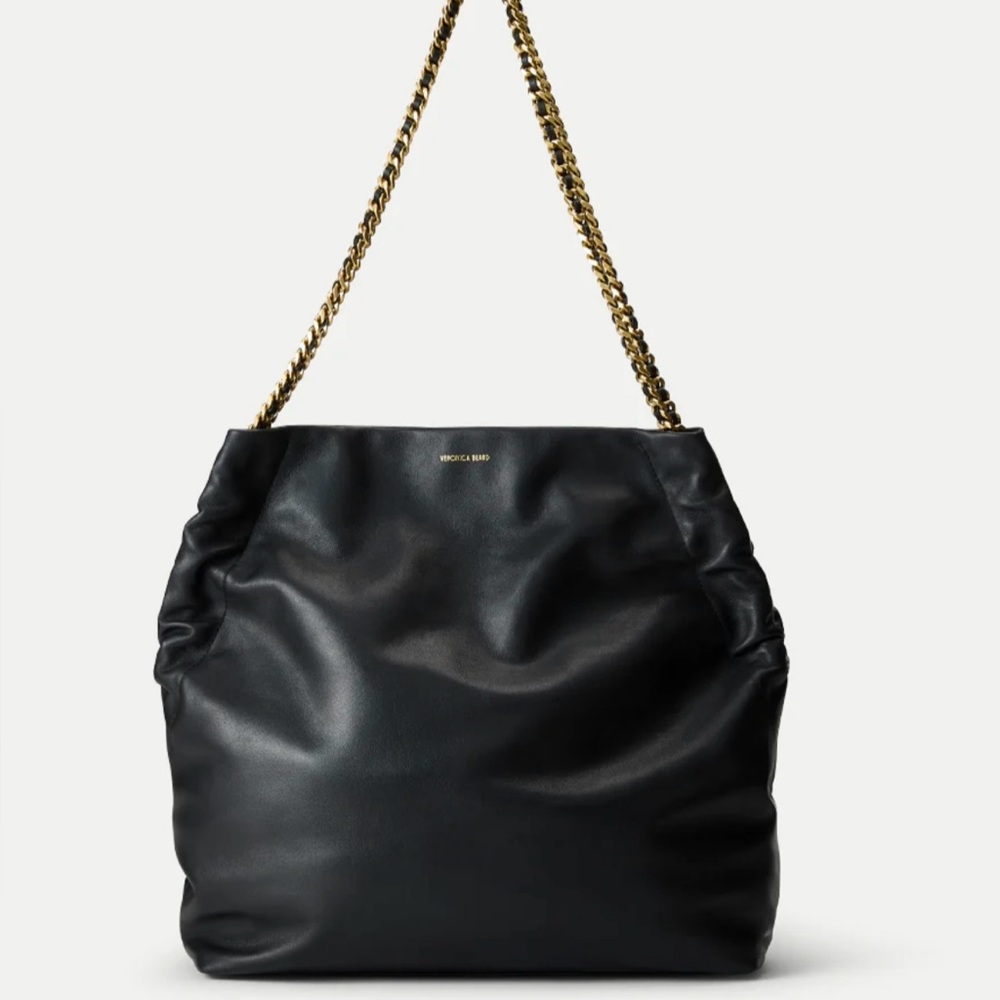 Veronica Beard Black and Gold Shoulder Bag with Chain Strap